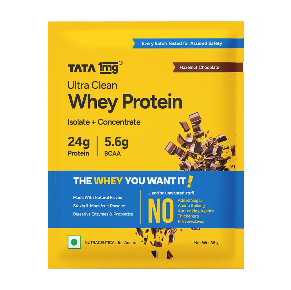 Tata 1mg Whey Protein | Hazelnut & Chocolate | 24g protein | 36g