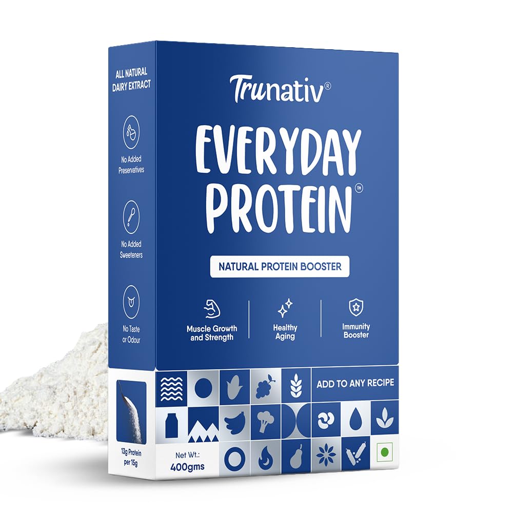 Trunativ Cookable Milk Whey Protein Isolate| 85% Protein Per Serving | Muscle Growth & Immunity Booster| Natural Protein Powder| No Added Sugar | Higher Protein Absorption | Unflavoured 400g (Pack of 1)