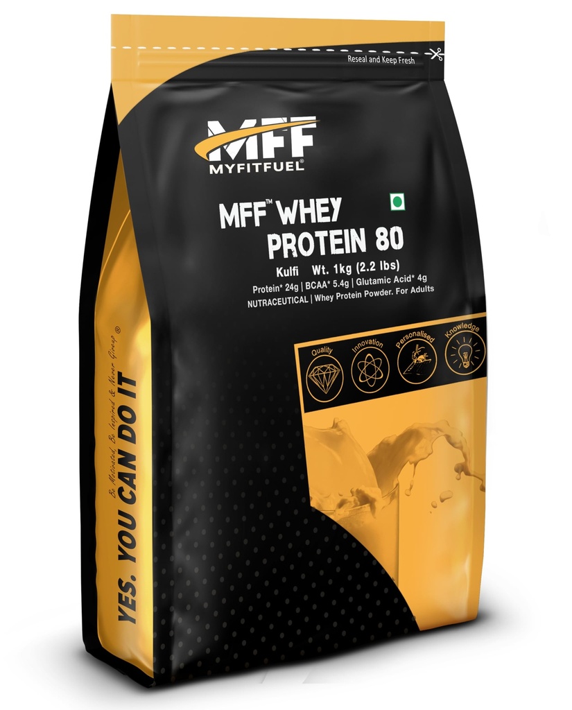 MyFitFuel MFF Whey Protein 80 | 1Kg, 30 Servings (Kulfi)