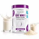 HealthyHey Nutrition 100% Egg White Protein - Low in purine - Instant Mix - 80% Protein - Non GMO & Lactose Free - 500g (Unflavoured), 16 Servings