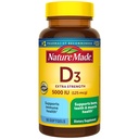 Nature Made Vitamin D3 5000 IE (125 mcg) Softgels, Extra Strength Vitamin D Supplement voor Bone and Immune Health Support, 90 Softgels, 90 Day Supply