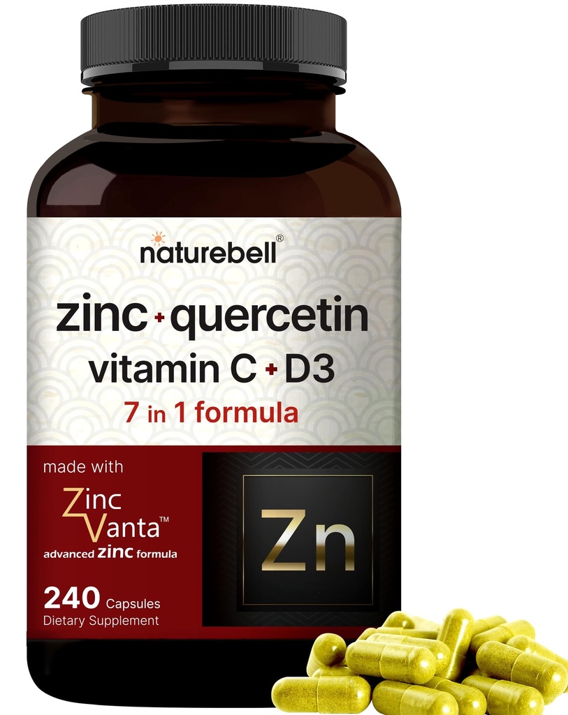 NatureBell Zink quercetine met vitamine C & D3, 240 Capsules 