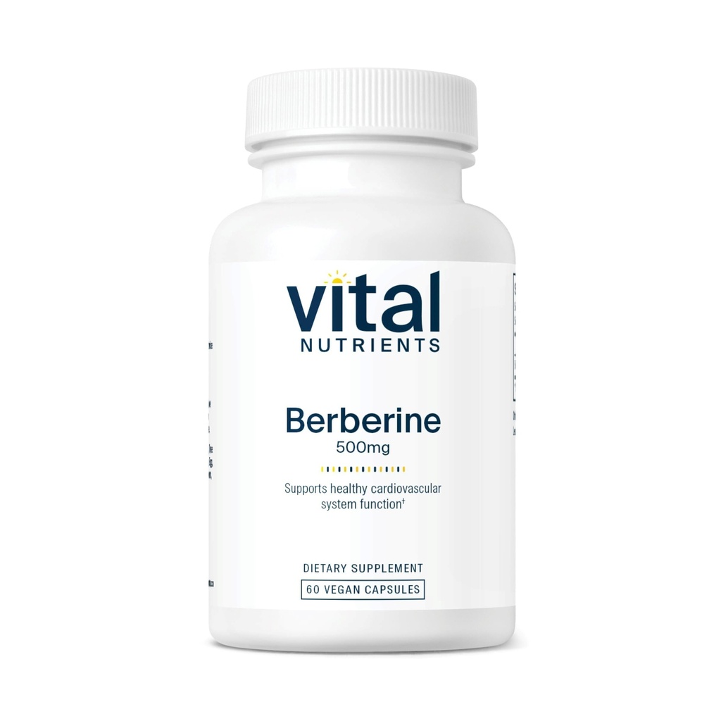 Nutriments vitaux Berberine'Supprime la fonction Bowel et les niveaux normaux de triglycéride'Supplément végétal' Gluten, lait et sans soja'500 mg'60 Capsule