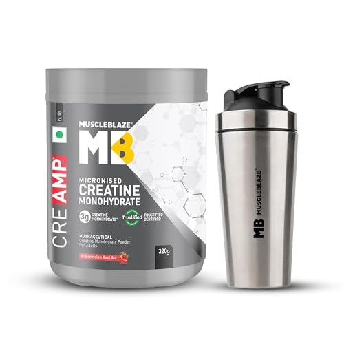 MuscleBlaze Micronised Creatine Monohydrate CreAMP, 320g + Shaker