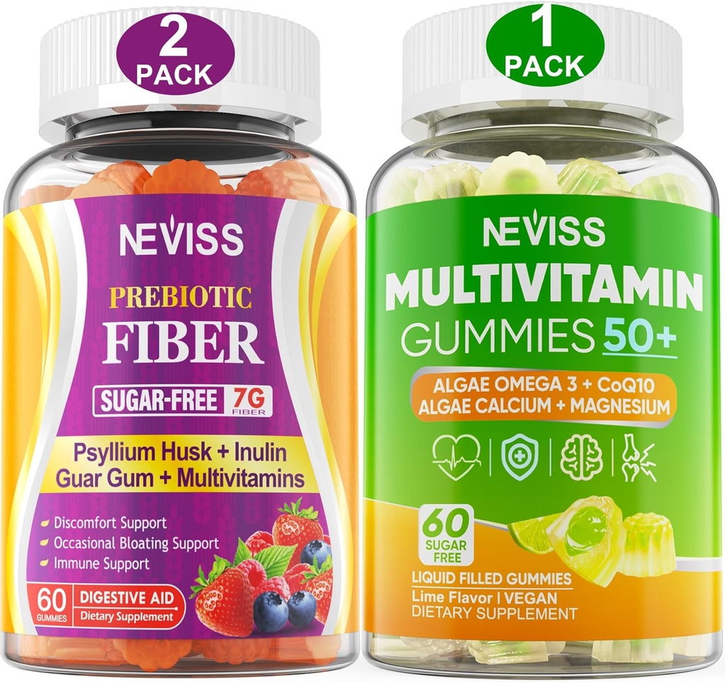 NEVISS Bundle - Man & Men's 50+ Multivitamine 1 Pack en Prebiotic Fiber 2 Pack