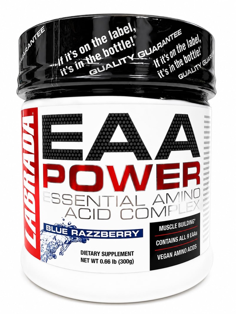 Labrada EAA POWER Essential Amino Acid Complex Powder | BCAA + EAAs, Muscle Building, Vegan, 30 Servings | Blue Razzberry Flavor, 300g