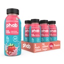 Phab Strawberries & Cream Protein Milkshakes 18g Protein,No Added Sugar | Low GI | Gut-Friendly, No Trans Fat | Source of Fibre & Pre-biotics | Healthy & Tasty (Pack of 6x200ml)