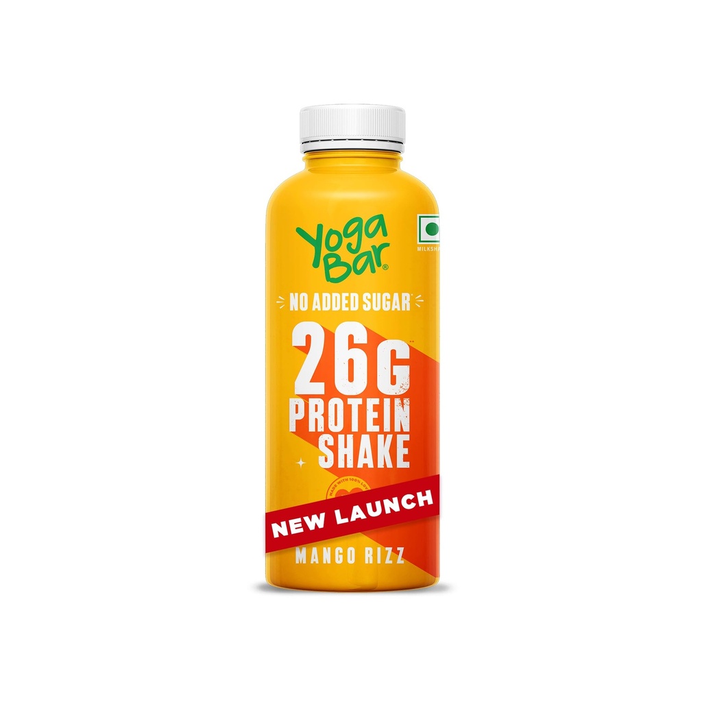 Yogabar 26g Protein Shake | Goodness of Protein & Premium Mango | 26g Protein Milkshake with No Added Sugar | Ideal for Early Mornings, Pre & Post Workouts Energy Drink (250ml)