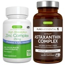 Astaxanthine Complex + Zink Complex Vegan Bundle, Antioxidant Support for Skin, Hair & Nails, by Igennus