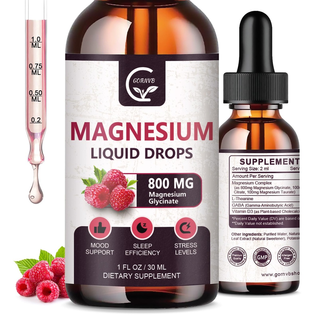 (2 Pack) Magnesium Glycinate Liquid Drops 