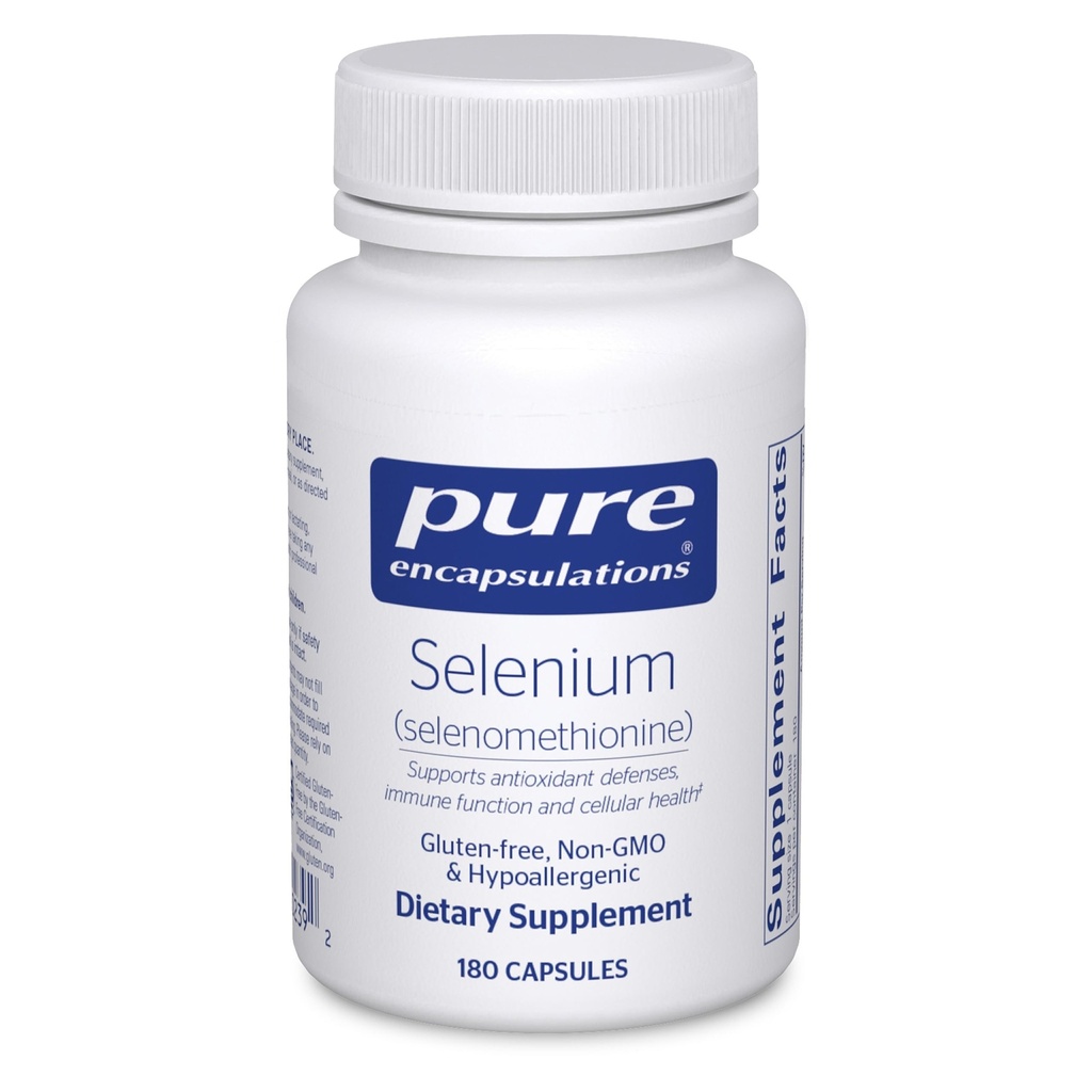 Encapsulations pures Sélénium - 200 mcg - pour une fonction cellulaire saine, système immunitaire et défenses antioxydantes - Supplément minéral - Vegan & sans gluten - 180 capsules