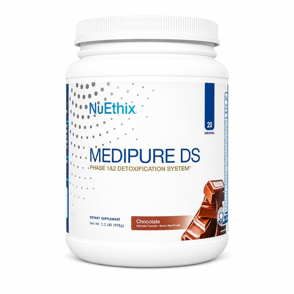 NuEthix Formulations Medipure DS avec les protéines de riz Phase 1 et 2 Système de détoxification, Supplément pour aider à soutenir le corps du processus de détoxification naturelle, chocolat (non caféiné), 21 portions