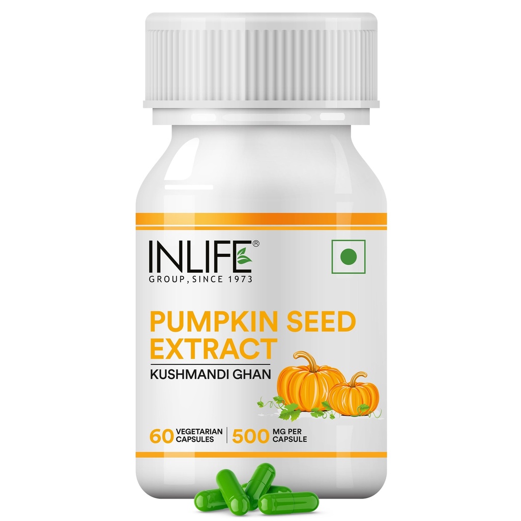 INLIFE Pumpkin Seed Extract Supplement 500mg, Hair Prostate, 60 Capsules