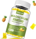Magnesium Glycinate Gummies 600mg, Ontspanning & Zzz Support, Magnesium Kaliumsupplement voor volwassenen en kinderen Suikervrije, vitamine C, B6 en CoQ10 Ananas smaak, 60 Tel.