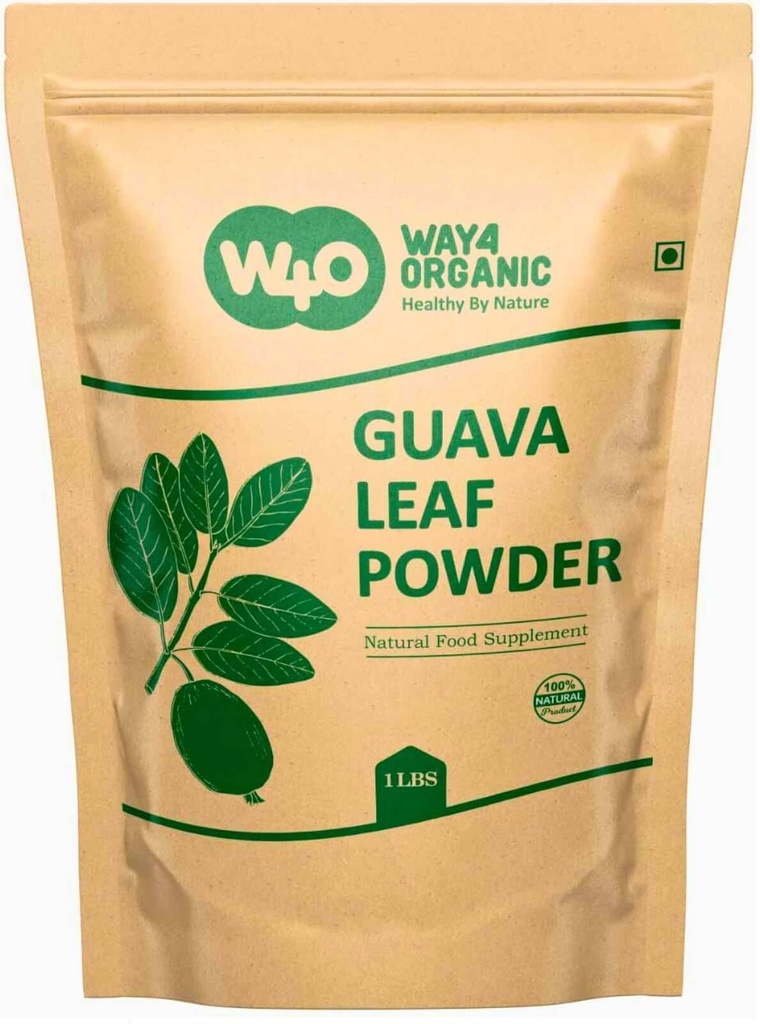 Guavabladpoeder (100% natuurlijk en zuiver), Guavabladthee, haargroei, huid- en nagels, geen conserveringsmiddelen, 100% pure Guavabladeren (verpakking van 1)