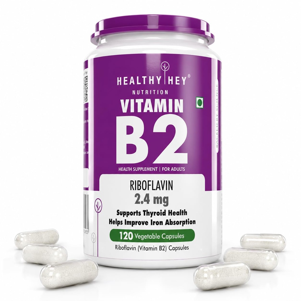 HealthyHey Nutrition Vitamin B2 - Riboflavin - 120 Veg Capsules