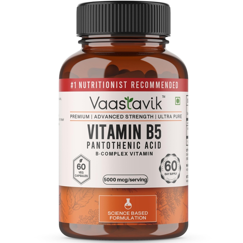 Vaastavik Vitamin B5 Supplement Pantothenic Acid 5000 Mcg 60 Capsules