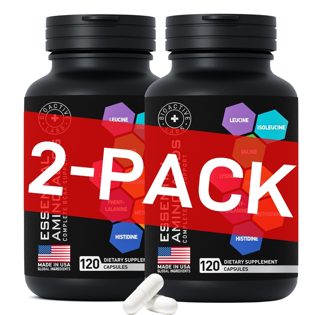 Essential Amino Acids Complex for Men & Women - Advanced workout Power & Recovery Formula - Vegan BCAA Amino Acid Supplement with All 9 Branch Chain Essential Aminos - 240 Keto Friendly EAA BCAA Pillen