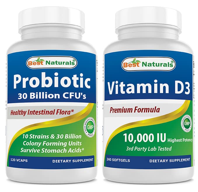 Best Naturals Probiotic 10 Strains & 30 Miljard CFU & Vitamine D3 10000 IE