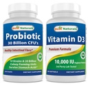 Best Naturals Probiotic 10 Strains & 30 Miljard CFU & Vitamine D3 10000 IE