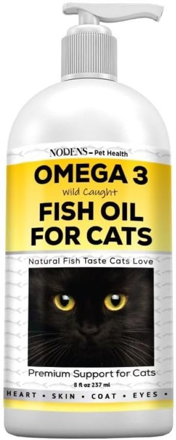 Knooppunten Natuurlijke visolie voor katten Huid & jas - 100% Pure Omega 3 Visolie voor roos & haarballen - Kattenvitaminen en supplementen Visolie Vloeistof voor gezamenlijke ontsteking, Immuun Ondersteuning & spijsvertering