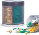 Extra grote Supplement Organisator met 4 Compartiments Gemakkelijk Open Pill Dispenser Maandelijkse Geneeskunde Vitaminen Organisators Opslag Pillenflessen,Grijs