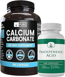 Pure Original Ingrediënten Calcium Carbonaat en Pantothenic Acid Bundle, Diverse Bedragen, Zuiver, Lab geverifieerd