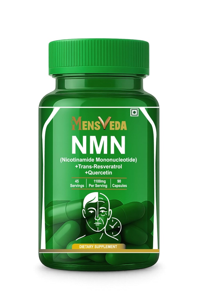 NMN 1100mg Supplement with Resveratrol & Quercetin | Nicotinamide Mononucleotide Capsules for Cellular Energy, Healthy Aging & Wellness Support | 90 Veg Capsules