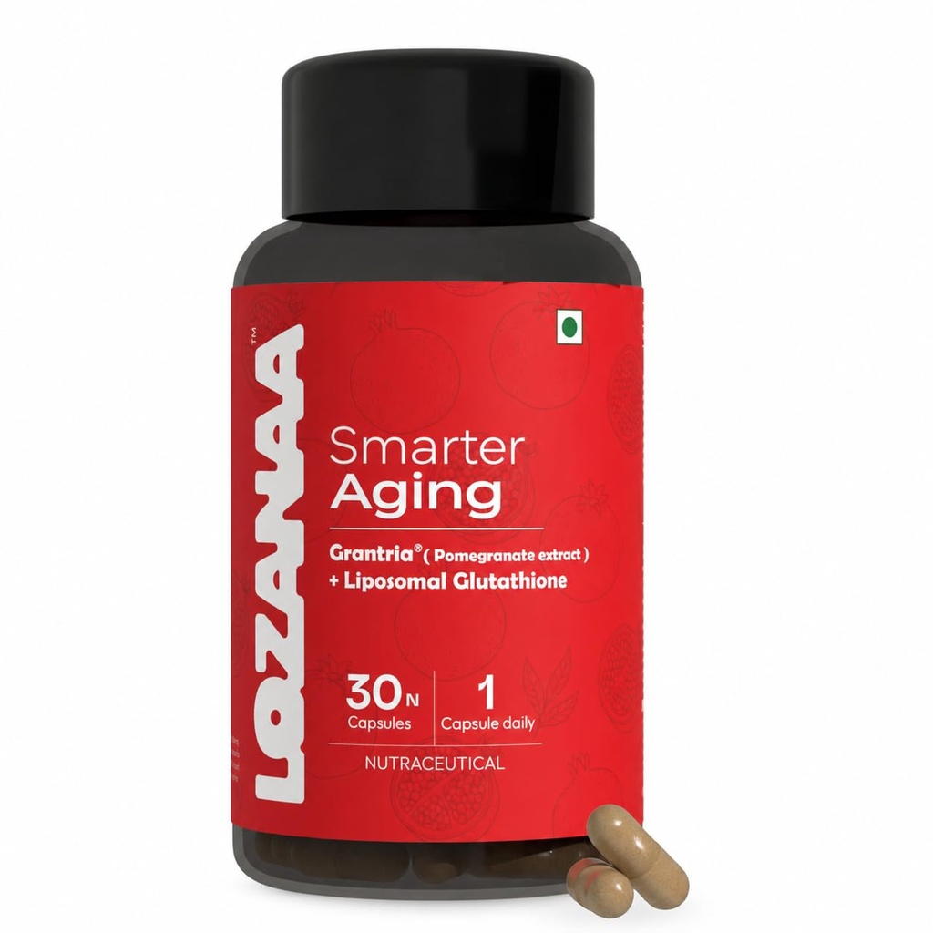 Smarter Aging Capsules for Women & Men | Anti Aging Supplement with Liposomal Glutathione & Pomegranate Extract | Reduces Crow’s Feet, Forehead Wrinkles & Fine Lines | Skin Tightening & Brightening Supplement | 30 Capsules