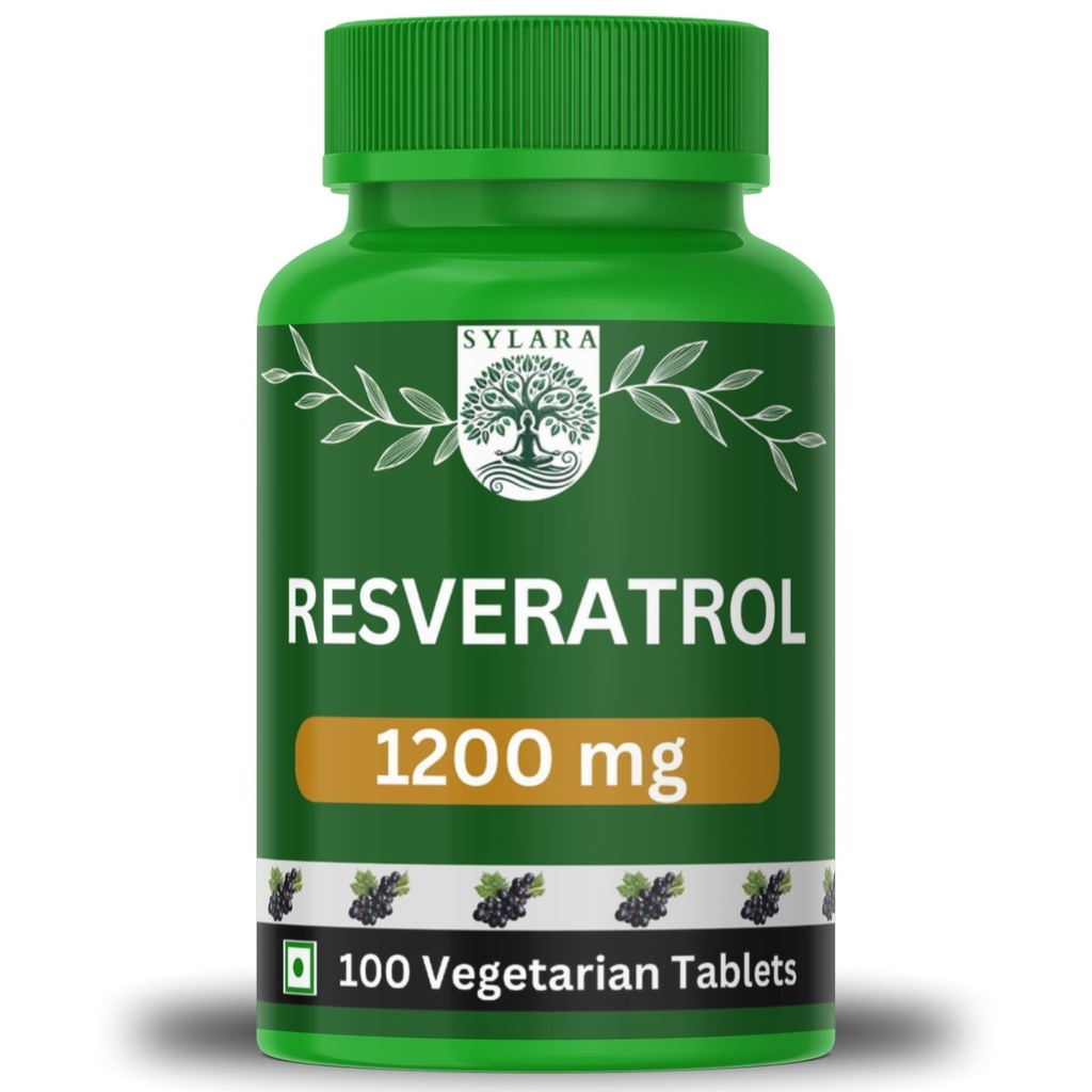 Sylara Trans Resveratrol - 99.9% - 1200 mg with Grapeseed Extract and Quercetin Tablets/Capsules Supplement Powder