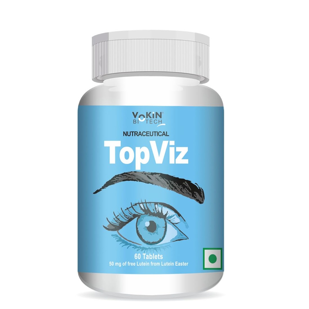 Vokin Biotech TopViz Eye Care Supplement to Improve Vision, Blue Light & Digital Guard (Lutein, Zeaxanthin) - 60 Vegetarian Tablets (Pack of 1)