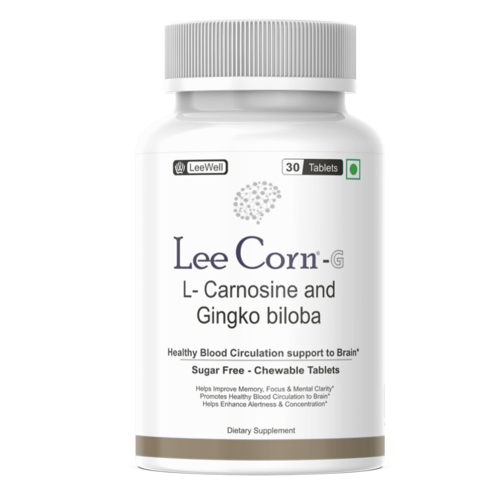 G chewable L Carnosine 200mg & Ginkgo Biloba 60mg Supplement | Support brain health, memory, Mental clarity, and cognitive function -30 Tablets