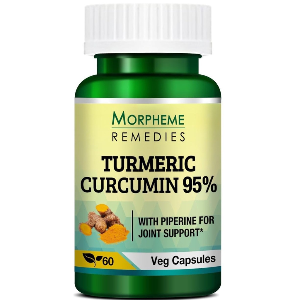 Morpheme Remedies Turmeric Curcumin 95% with Piperine for Joint Support - 60 Veg Capsules