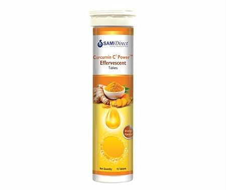 SAMI Direct Curcumin C3 Power Effervescent Tablets, Orange Flavour, 15 Tablets