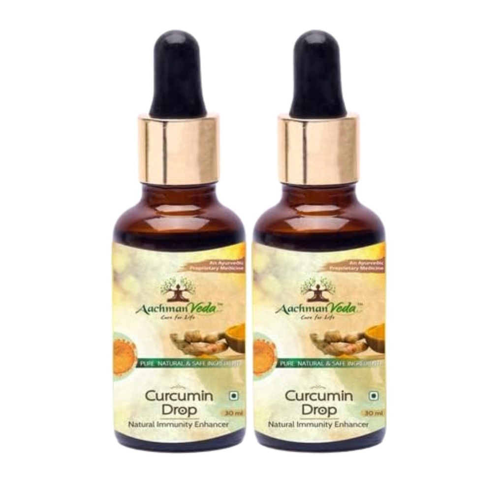 Aachman Veda Curcumin Haldi Drops Pack of 2 | Natural Turmeric Extract | Immunity Booster & Anti-Inflammatory (30ml Each)