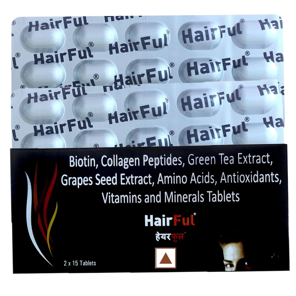 HairFul Biotin Tablets-Collagen Peptides, Green Tea Extract and Grape Seed Extract Tablets - Vitamins and Minerals