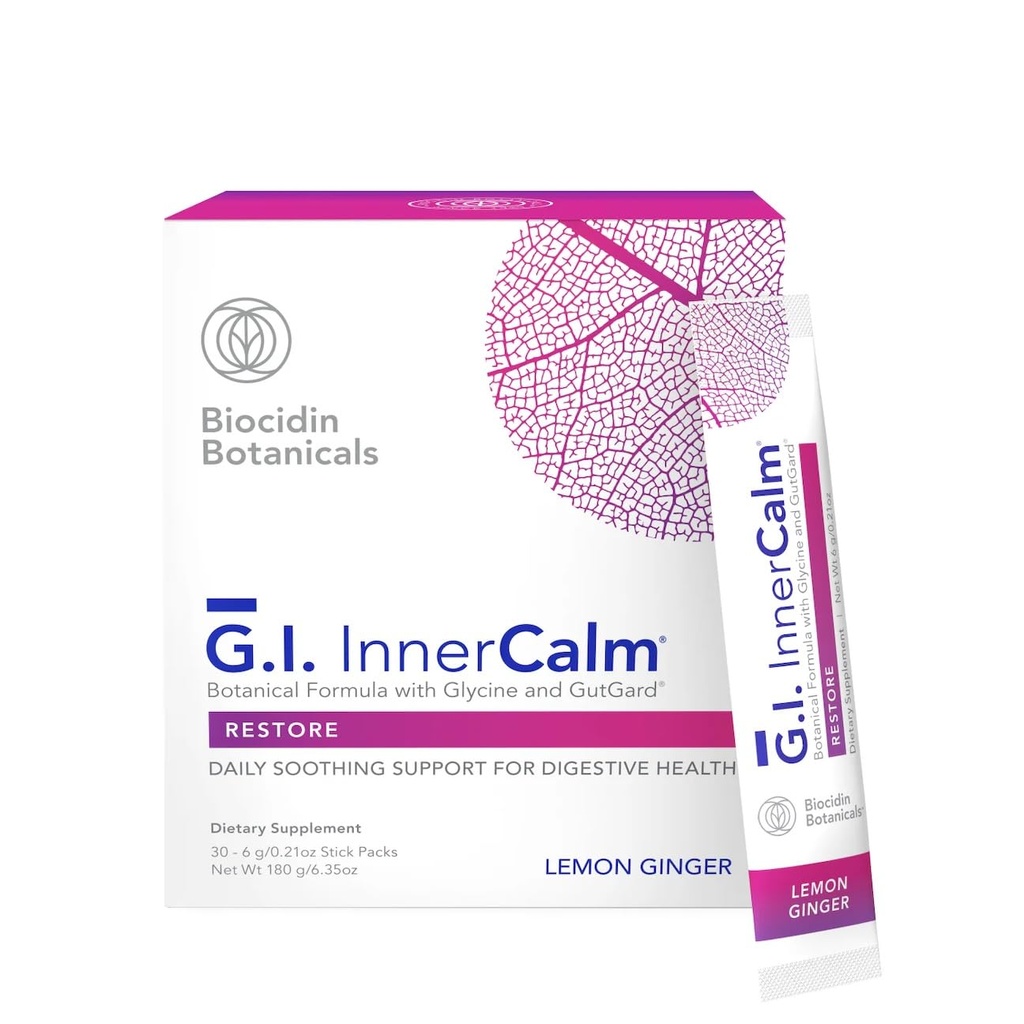 Bio-Botanical Research Biocidin Drink Mix - GI InnerCalm - Support Digestive Health, GI Detox, Healthy Mood & Sense of Relaxation - Verzachtende formule met Glycine & No Glutamine (30 Stick Packs)