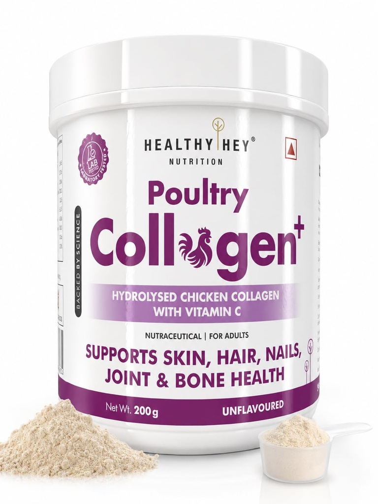 HealthyHey Nutrition Poultry Collagen - Hydrolysed Chicken Collagen with Vitamin C - Unflavoured - 200g