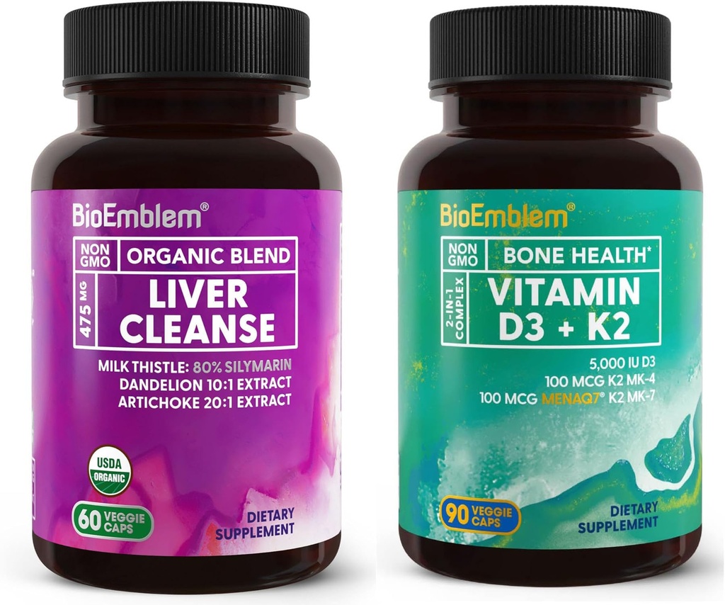 BioEmblem Vitamine D3 K2 USDA Biologische Lever Reiniging