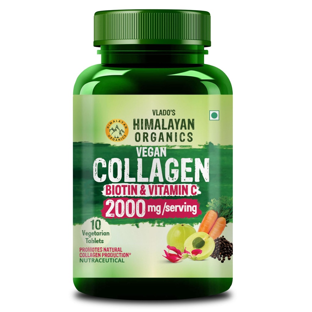 Vlado's Himalayan Organics Vegan Collagen 2000Mg | Good For Glowing Skin - Small Pack