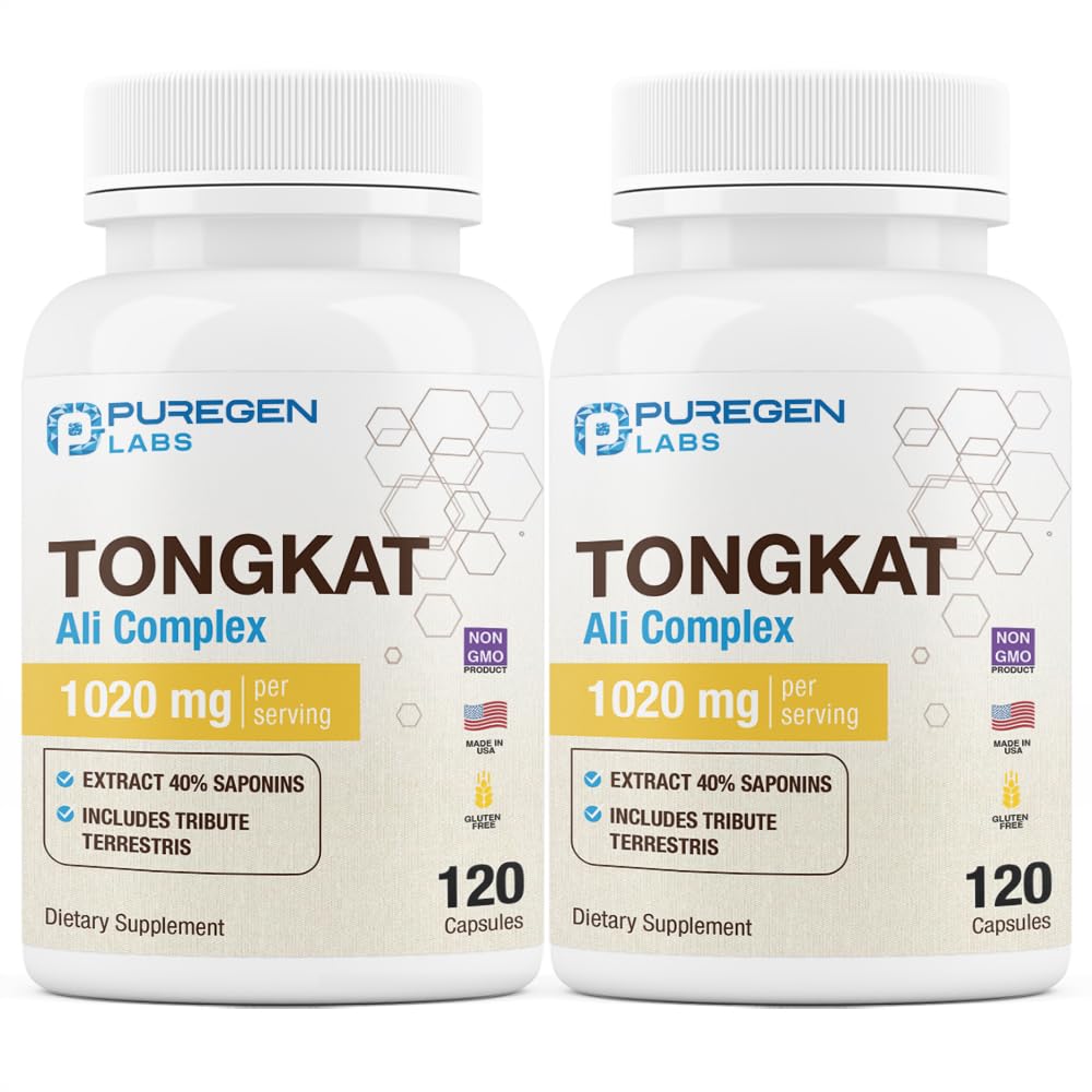 Purigen Labs Tongkat Ali Extract 200 tot 1 voor mannen, 1020mg per portie, [High Potency] Totaal 240 Capsules - Mannengezondheidsondersteuning met 20mg Tribulus Terrestris 