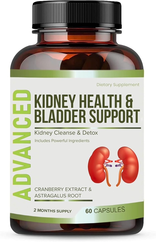 Nier Reiniging Detox & Reparatie en Blaas Ondersteuning- Nieren Ondersteuning Supplement voor Nieren Herstel met Chanca Piedra, Cranberry, Juniper Bessen voor Nieren Detox en Bladder Gezondheid.60 Day Supply