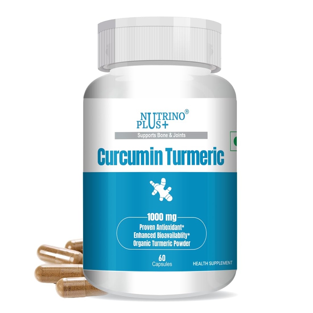 Curcumin 1000mg Supplement with Curcuminoids – 60 Veg Capsules | Good for Skin & Joint, Better Absorption, Boosts Immunity for Men & Women | Formulated in USA