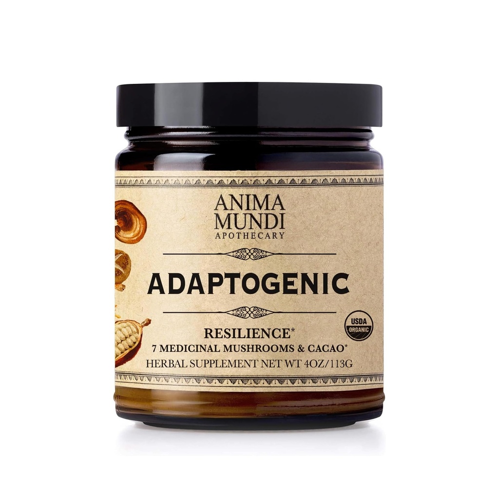 Anima Mundi Apothecary Biologische Paddenstoelen Supplement - Adaptogene Paddenstoelen + Cacao - Verhoogpoeder met biologische Leeuwen Mane, Shiitake, Chaga & Meer - Toevoegen aan Koffie, Thee & Smoothies (4oz / 113g)