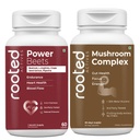 Rooted Actives Energy & Wellness Combo | Power Beets + Mushroom Complex | Blood Flow, Heart Health, Gut Health, Focus & Daily Energy | 60 Veg Capsules Each