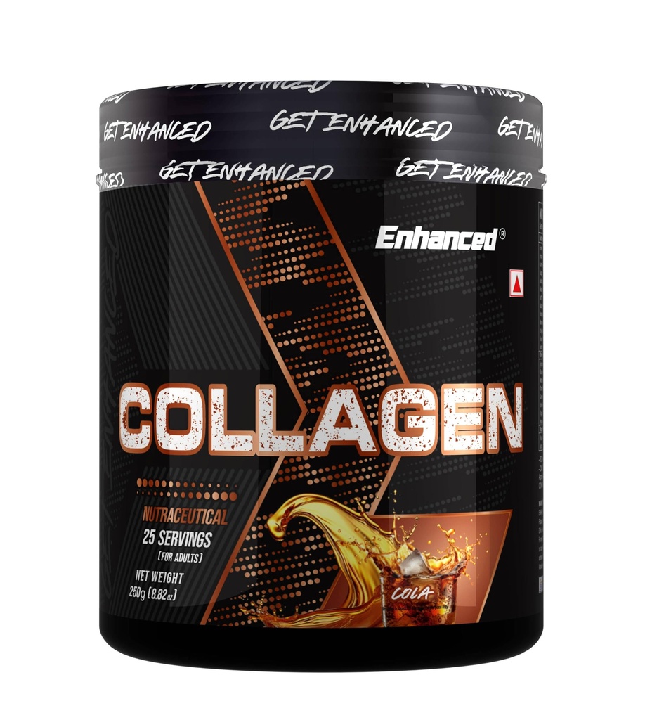 Enhanced Labs Collagen Cola Flavor - Promotes Healthy Hair & Nails | Assists Muscle Repair & Recovery | Boosts Collagen Production & Skin Elasticity | 250g, 25 servings