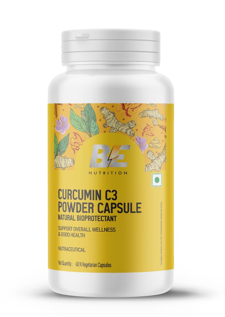 Be Nutrition Curcumin C3 Power 60 Capsules with Turmeric & Black Pepper, Natural Bioprotectant, Immunity Boosters Tablet