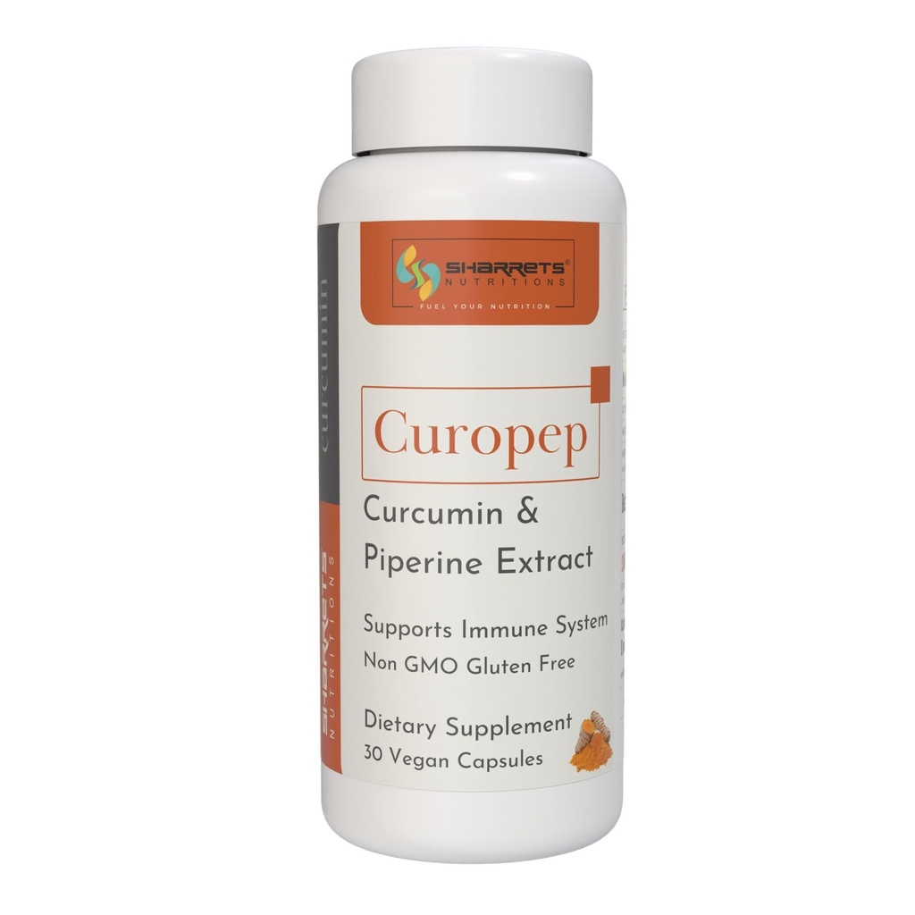 Sharrets Curopep 30 Capsules: Unlock Holistic Wellness with Curcumin & Piperine.