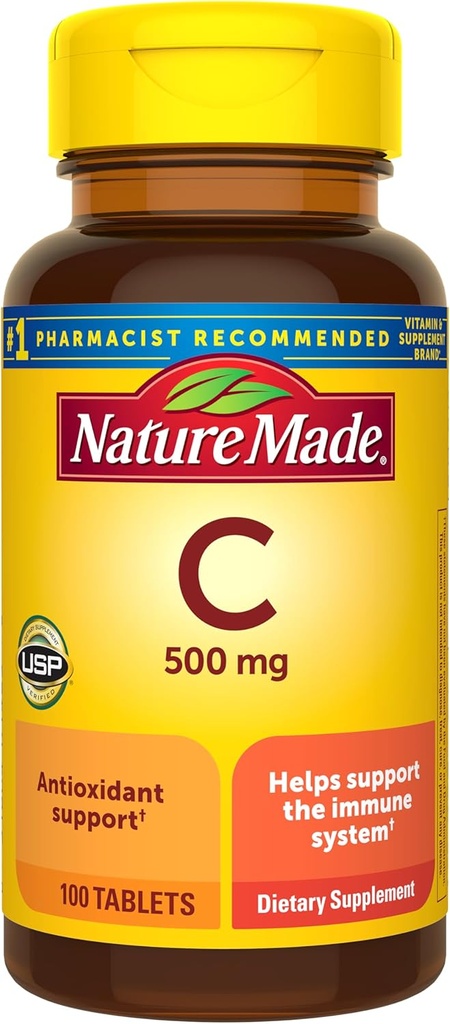 Nature faite vitamine C 500 mg Caplets, 100 Compte, pour le soutien immunitaire, sans gluten