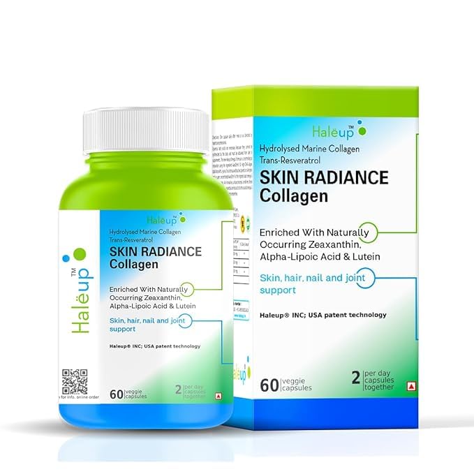 Haleup INC USA Skin Radiance Collagen with Hydrolyzed Peptides 1000mg | Plus Trans-Resveratrol 200mg & Lipoic Acid 200mg | 240 Capsules – Pack of 4